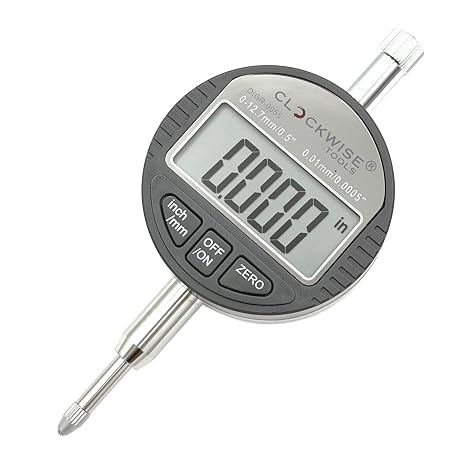 Clockwise Tools Digital Indicator, DIGR-0055 0-0.5 Inch/12.7 mm, Inch/Metric Conversion, Auto Off