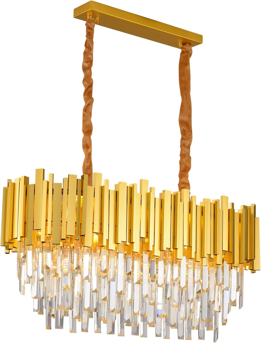 AHXIAOZN Luxury E14 Crystal Chandelier,2 in 1 Chandeliers Ceiling Light,Gold Ceiling Lights Living Room,Round Lampshades 3 Tiers K9 Crystals Pendant Light (80 * 30 Cm Gold)