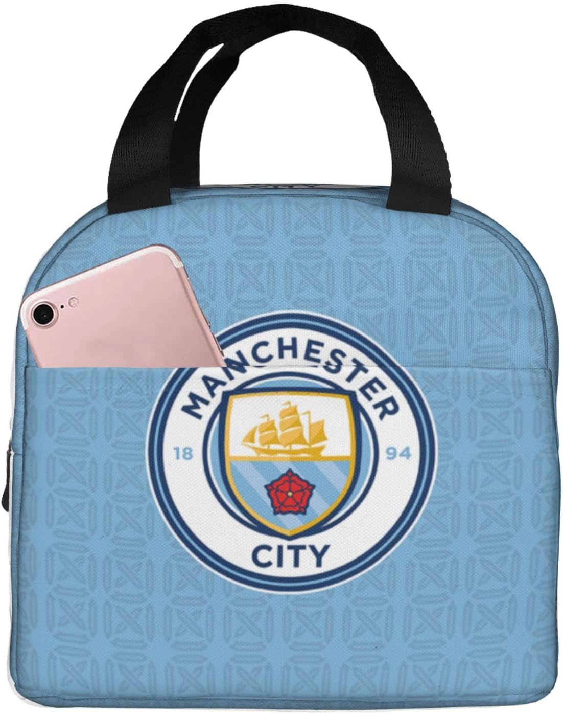 Lunch Bag, Manchester City, Handbag, Bento Bag, Cold Bag, Soft Cooler, Bento Box, Insulated, Large Capacity, Thermal Insulation, Food Storage, Picnic, Lightweight, Work or School, Encamping, Travel,