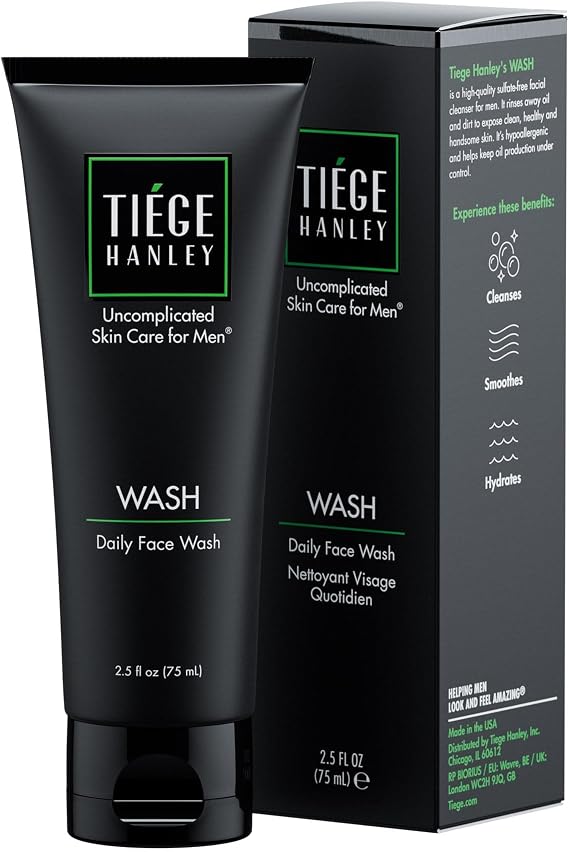 Tiege Hanley Daily Face Wash for Men, Fragrance-Free, 2.5 Fl Oz