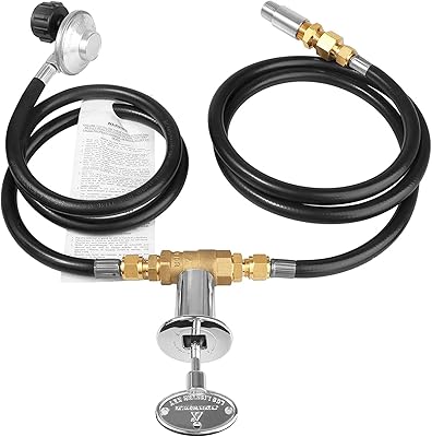 Propane Gas Fire Pit Kit Connection Hose Installation Kit, Propane Gas Fire Pit Valve Control System Hose Assembly for Burner, Include 12 Key Valve, 150K BTU Max