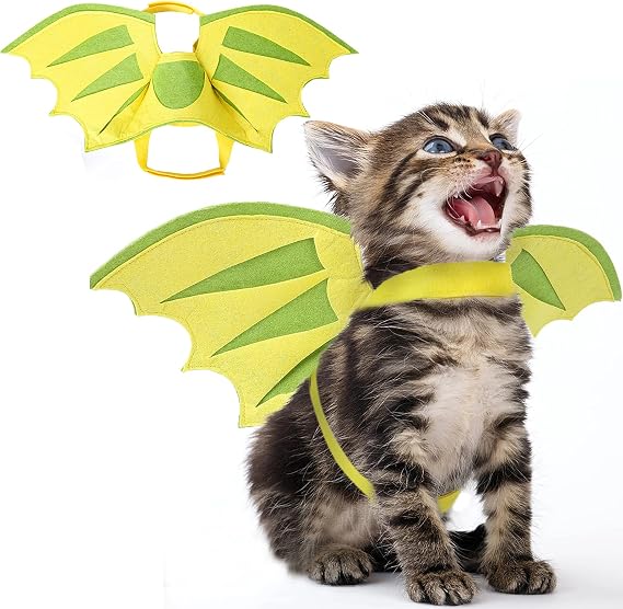Dragon Wings for Dogs Cats, Dog Halloween Costumes- Funny Pet Dog Costume Wings for Party, Dinosaur Theme Wings Christmas Cosplay Cat Small Medium Puppy Photo Props Dress up Accessories