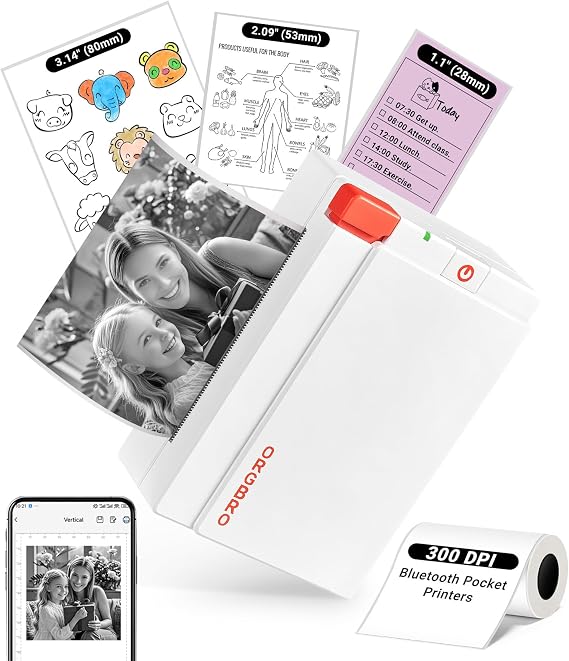 ORGBRO X3 Sticker Printer Machine, Mini Printer Print Pods Label Maker