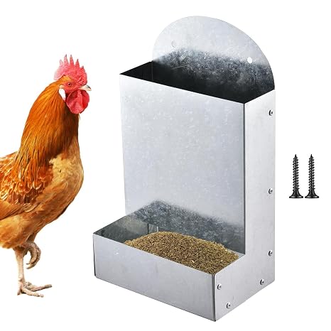 Automatic Chicken Grit And Oyster Shell Feeder | Galvanised Steel Dispenser For Coop, Wall Or Ground Mount | Poultry & Small Animal Feeder For Hens, Ducks