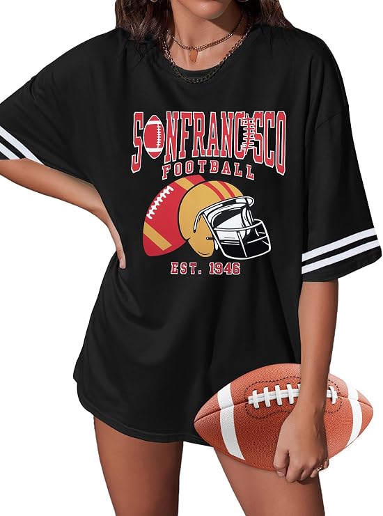 Football Shirt Game Day Shirts: Women Team Graphic Tee Game Day Fans Tops