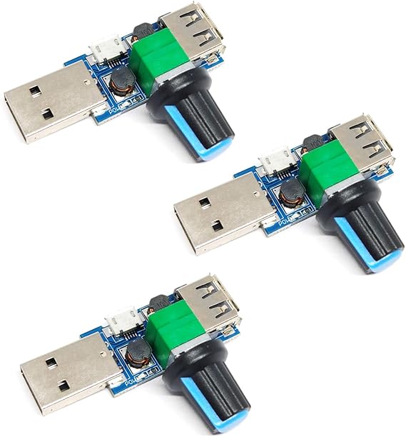 USB Fan Speed Controller, 5W Regulator, Stepless Adjustment, 3PCS, for 5V USB Fans, Model Name: USB Fan Speed Controller, Color: Green|White|Black|Grey