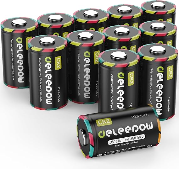 CR2 3V Lithium Battery 1000mAh,12 Pack,Long Lasting Power | High Capacity,Non-rechargeable, for Laser Rangefinders, Film Cameras, Instant Cameras, Door Sensors, Alarm Sensors