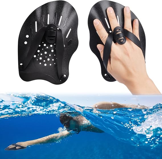 Swim Paddles for Hand, Swimming Training Hand Paddles with Adjustable Straps, Swim Diving Training Hand Paddle for Men Women Children