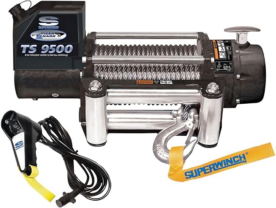 Superwinch 1595200 Tiger Shark 9.5, 12 VDC winch, 9,500 lb/4,309 kg capacity with roller fairlead