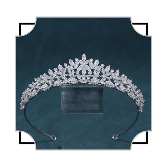Silver CZ Wedding Tiaras for Brides Floral Princess Crowns for Women Cubic Zirconia Bridal Headband Girls Sweet 16 Crown Birthday Hair Accessories