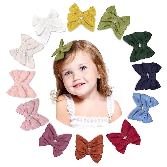 Makone 24pcs Baby Hair Clips Hair Bows Clip Toddler Bows Baby Girl Hair Bows for Girls Clips Accessories for Little Girls Infants small hair bows