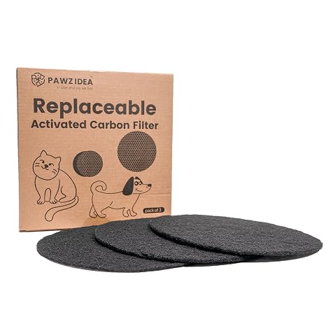 PAWZIDEA 3-Pack Replacement Activated Carbon Filter for PAWZIDEA Outdoor Ready 3.1 Gallon Dog Poop Trash Can Brown/Black/Gray, 7.8" Round, 1/5" Thick Deodorizing Carbon Filters, EFFECTIVE ODOR CONTROL