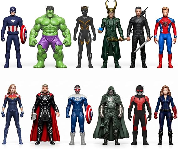 12Pcs Super Hero Figures Toy, 4.5 Inch Cartoon Heroic Legends Miniatures - Collectible PVC Toy Models, Desktop Ornaments Display Playset Gift for Kids & Movie Fans