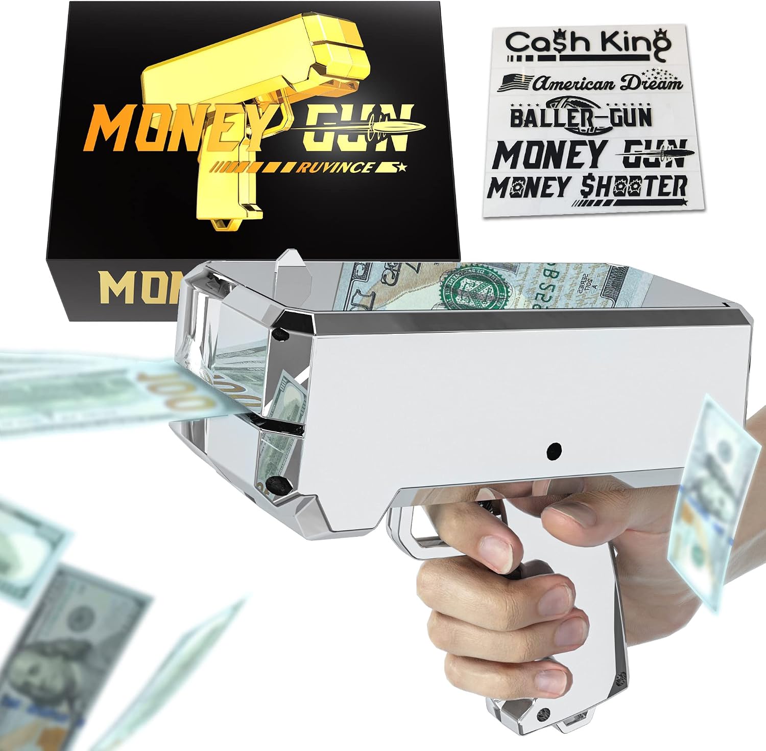Money Gun Shooter Money Gun for Movies That Look Real, Prop Gun Make it Rain, Handheld Cash Gun for Game Movies Party
