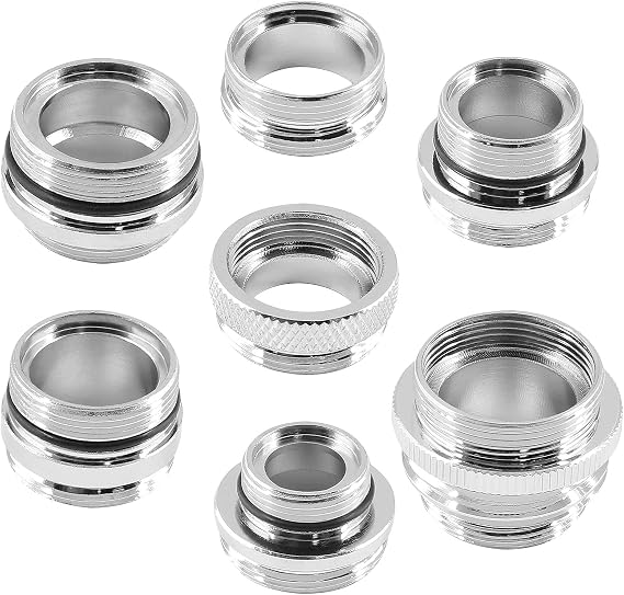 Jiozermi 7-Piece Faucet Adapter Set, Brass | Brass Male & Female Aerator Adapters, For Sink, Water Filter, Garden Hose & Standard Hose, Via Diverter, 7 Different Size