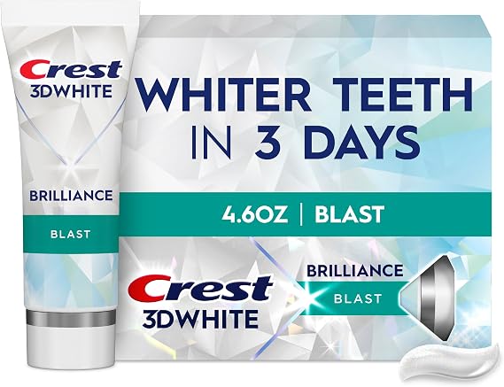 Crest 3D White Brilliance Toothpaste, Brilliance Blast, 4.6 oz (Pack of 1), Whiter Teeth in 3 Days, Anticavity Fluoride Toothpaste for 24 Hour Active Stain Prevention