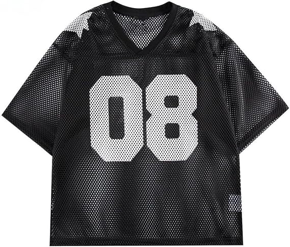 CUTEGAL Mesh Football Jersey Oversized Number Shirt Baggy 2000s Streetwear Men Graphic Tees Unisex Fashion Short Sleeve