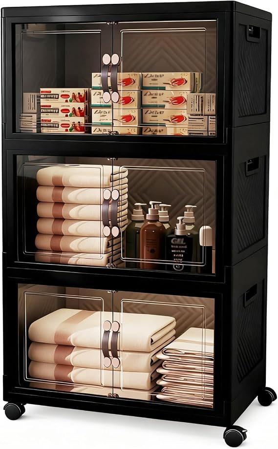 Collapsible Storage Bins with Lids&Wheels-192QT(48Gal)