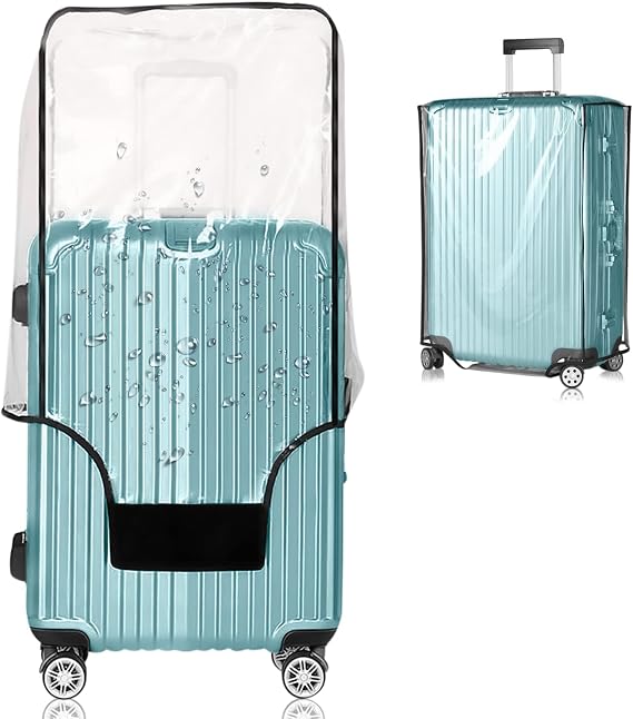26 Inch Waterproof Clear Suitcase Cover (Black Trim)