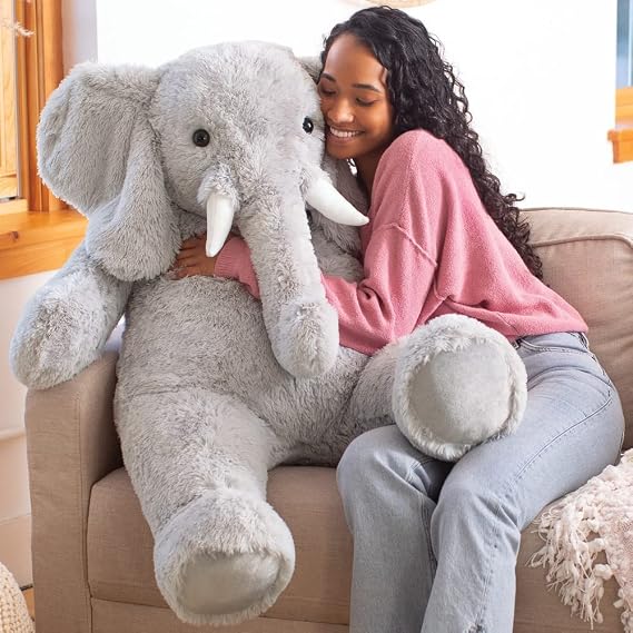 Vermont Teddy Bear Giant Elephant Plush 4FT | USA Bear Hospital Care | Premium Elephant Plush Hand-Stitched in USA | 45 Years of Quality | 100 % Recycled Stuffing, Giant Collection
