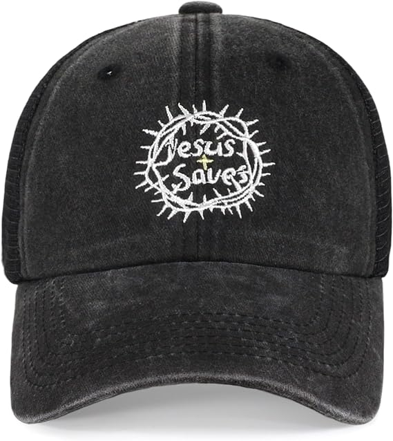 Embroidered Jesus Saves mesh Hats - Men Women Baseball Cap - Funny Truck Gifts hat