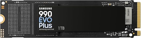 Samsung Built-in SSD 990 Evo Plus NVMe M.2 PCIe 4.0 x 4/5.0x2, 1 TB, Reading Speed up to 7150MB/s, Smart Turbo Write 2.0, Perfect for Gaming and Working, MZ-V9S1T0BW