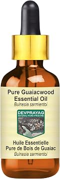 Pure Guaiacwood Essential Oil (Bulnesia sarmientoi) with Glass Dropper Steam Distilled 2ml (0.06 oz)