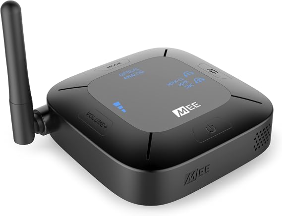 MEE audio Connect Hub Bluetooth Transmitter/Receiver with Audio Pass-Through for TV/Home Stereo with 3.5mm Jack/AUX/RCA/Optical Input; USB Multi-stream Bluetooth Adapter for Dual Headphones/Speakers