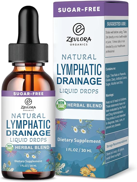 Lymphatic Drainage Support Drops Advanced 11-in-1 Herbal Extract Formula with Echinacea, Dandelion, Elderberry & Milk Thistle Multi-Herb Liquid for Fluid Balance & Healthy Circulation 1 Fl Oz