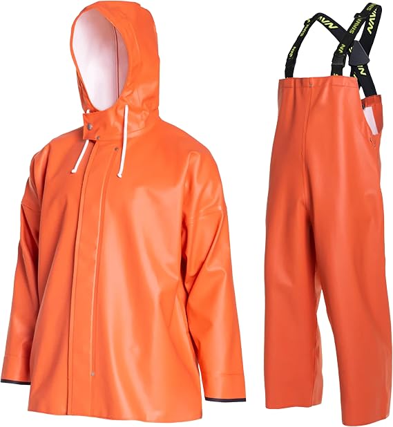 Men's Commercial Fishing Rain Suit, Waterproof Jacket & Bib Overalls