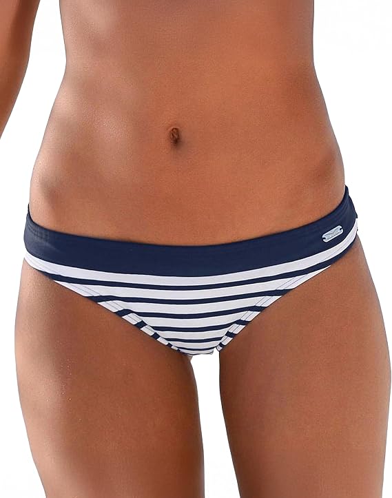 LASCANA Classic Bikini Bottom for Women, Mixed Print Design, Soft Microfiber Fabric