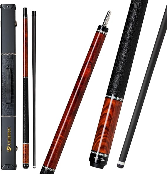 Carbon Fiber Pool Cue Stick 10.5mm/11.8mm/12.5mm,Low Deflection Pool Stick with Rare Wood Butt,Professional Cue Stick with Box Case