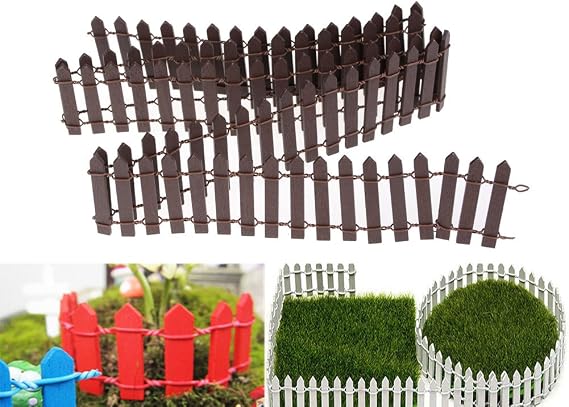 Miniature Fairy Garden Wood Picket Fence, Decorative Palisade for Outdoor or House Decor, Moss Framing Ornaments, DIY Micro-Landscape Plant Pots Bonsai Accessories, 120" by 2", Coffee