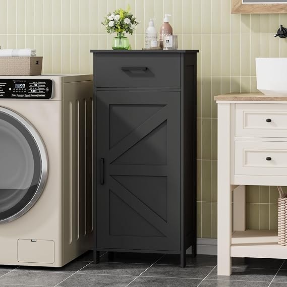 Homhedy Bathroom Storage Cabinet with Drawer & Adjustable Shelf