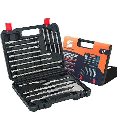 Rotary Hammer Drill Bits and Chisels Set, SDS Plus, 17PCS