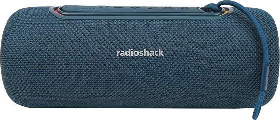RadioShack Bluetooth Mini Speaker 16W IPX5 Waterproof, FM, RGB Lights Blue