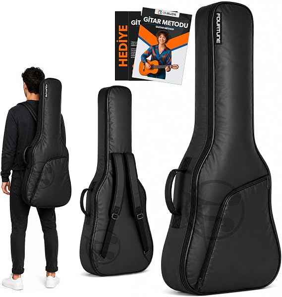 Fourtune Luca Siyah Klasik Gitar Kılıfı Kalın Taşıma Çantası (Eğitim Metodu Hediye)