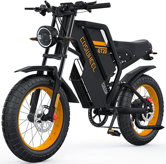 COSWHEEL GT20 Electric Bike for Adults, Electric Dirt Bike with 1500W Motor 48V/25Ah Removable Battery, Up to 31MPH & 93 Miles, Electric Motorcycle with 7-Speed, 20" x 4.0 Fat Tire Ebikes for Adults