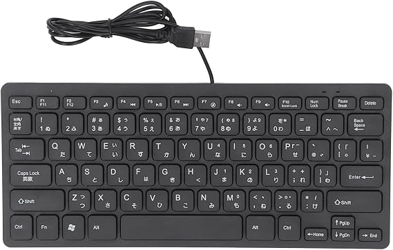 Wired Language Keyboard, USB Interface Keyboard with Language Lettering for Computer, Mute Ultra Thin 78 Key Language English Black USB Wired Keyboard (Japanese)