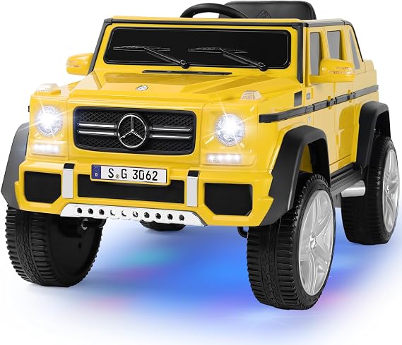 JOYLDIAS Kids Ride On Cars, Licensed Mercedes-Benz Maybach G650S | 12V7AH Toy Electric Car for Kids W/LED Underglow Lights,Remote Control,2 Motors,3 Speeds,Music,Bluetooth,Horn,Yellow