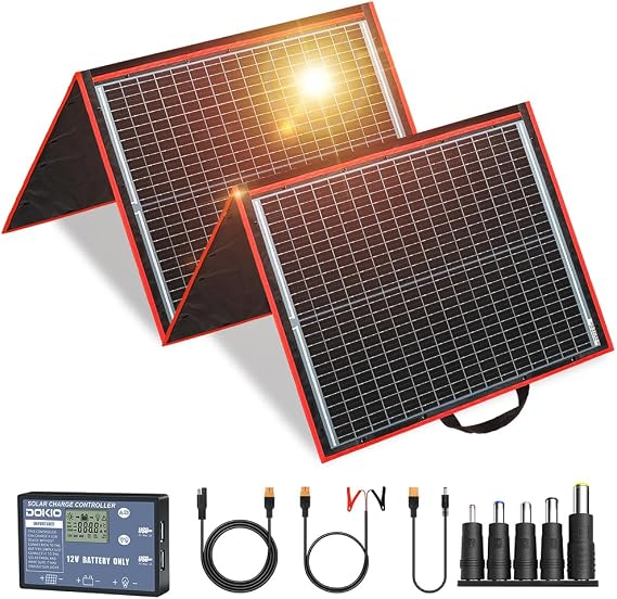 DOKIO 150W Portable Foldable Solar Panel Kit with Charge Controller