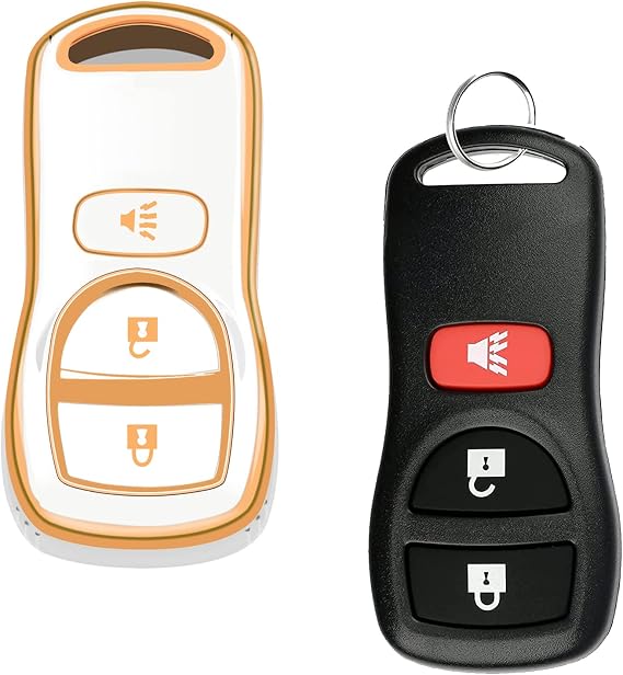 Key Fob Cover Compatible with Nissan Xterra Titan Armada Frontier Quest Sentra Infiniti FX35 FX45 QX4 Accessories Soft TPU Protection Case Shell White 3 Buttons