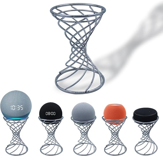Dutiplus Smart Speaker Table Stand Decorative Holder for Echo Dot 5nd/4rd/3th/2th Gen, Echo 4nd/3rd/2th Gen, Echo Glow, Apple Homepod Mini and Google Home Mini/Nest Mini(Chrome)