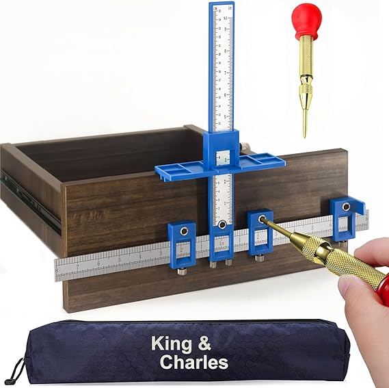 King&Charles Cabinet Hardware Jig & Automatic Center Punch Set. | Avoid Jitter Caused by Direct Drilling. Cabinet Handle Jig, Use for Handles and Pulls on Drawers and Doors