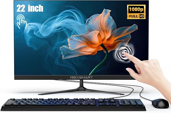 All-in-One Desktop Computer, 22" FHD All-in-One PC Touchscreen 8GB RAM 512GB ROM,Celeron N5095 1920 * 1080 IPS Display Computer Built-in Dual WiFi & Bluetooth,with Wired Keyboard and Mouse