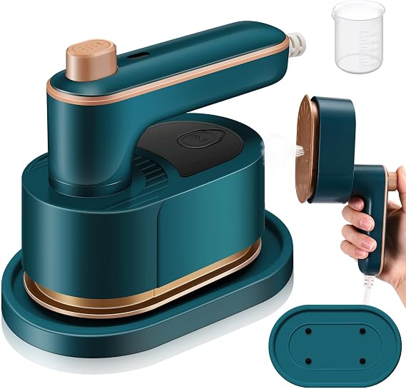 Portable Travel Mini Iron for Clothes 3 in 1 Travel Steamer 180 Rotating Handheld Iron Portable Small Size Machine for Dry and Wet for College Dorm(Green)