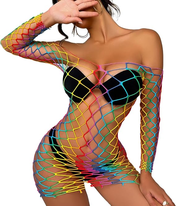 Womens Lingeries Fishnet Lingerie for Women Sexy Club Outfit Fishnet Bodycon Dress Chemise Babydoll