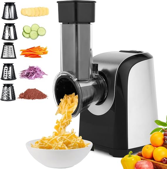 Electric Cheese Grater 5-in-1, 150W Salad Maker & Slicer Shredder