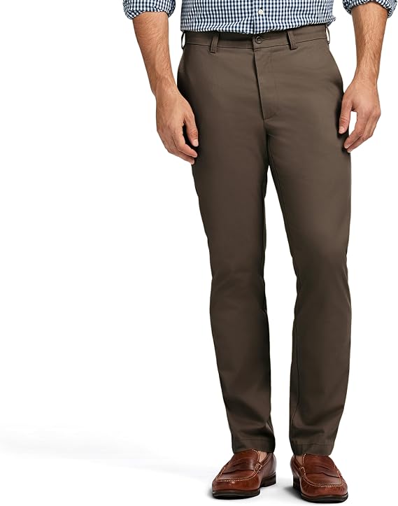 Izod Men's American Chino Flat Front Straight Fit Pant
