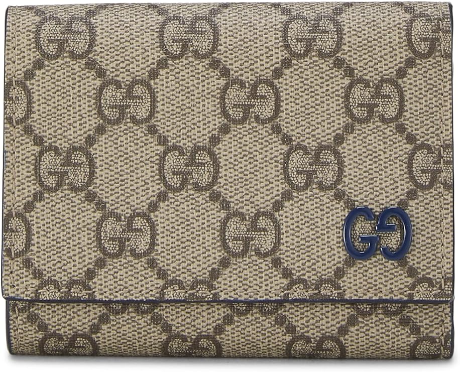 Pre-loved Navy GG Supreme Canvas Compact Wallet, Navy